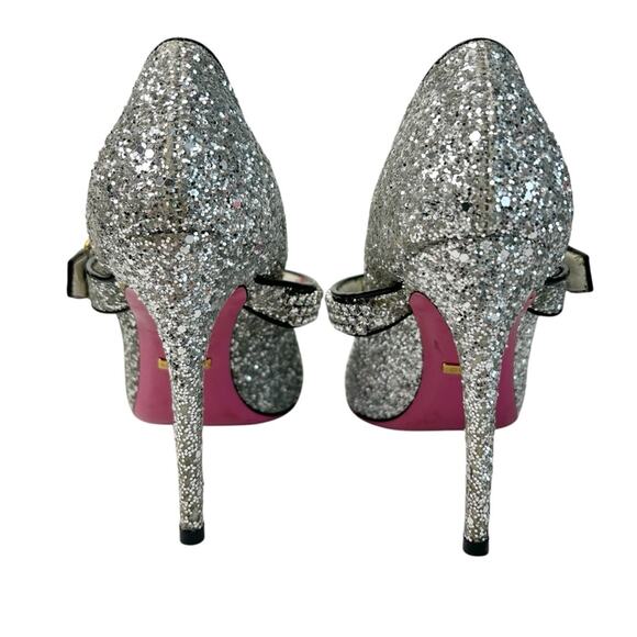 GUCCI Sylvie Silver Glitter Crystal Maryjane Pumps - Picture 4 of 11